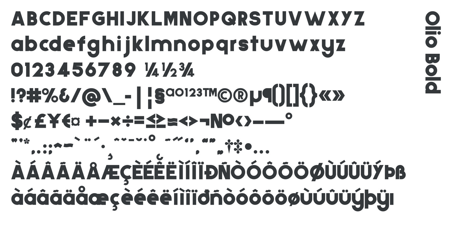Пример шрифта Olio Inline